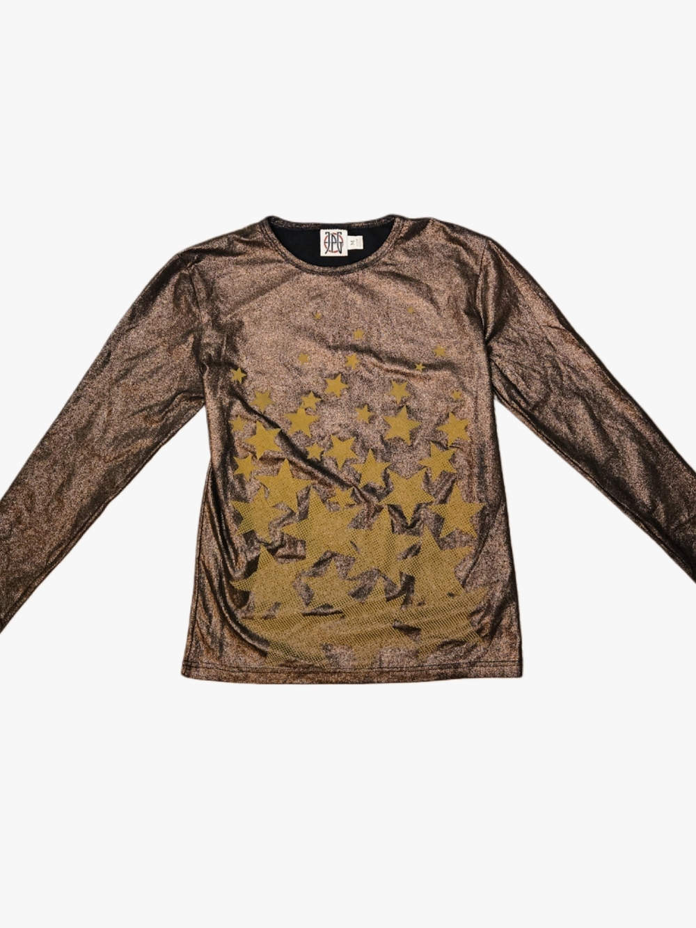 Vintage 90s JPG Metallic Bronze Glitter Star Long Sleeve Top!